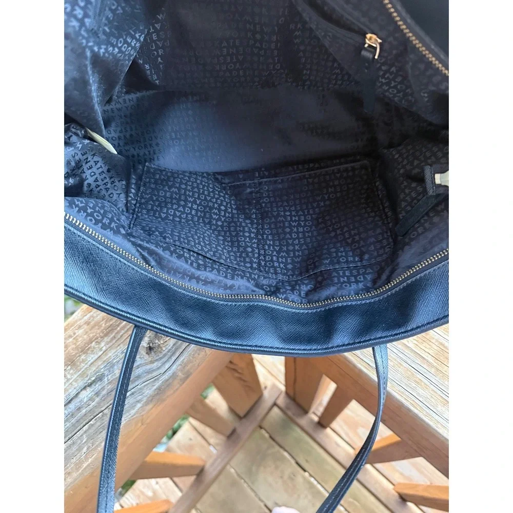 Kate Spade New York‎ Black Nylon Tote Bag Leather Trim